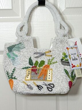 Handmade Viral Beaded Garden Tote purse bag NWT